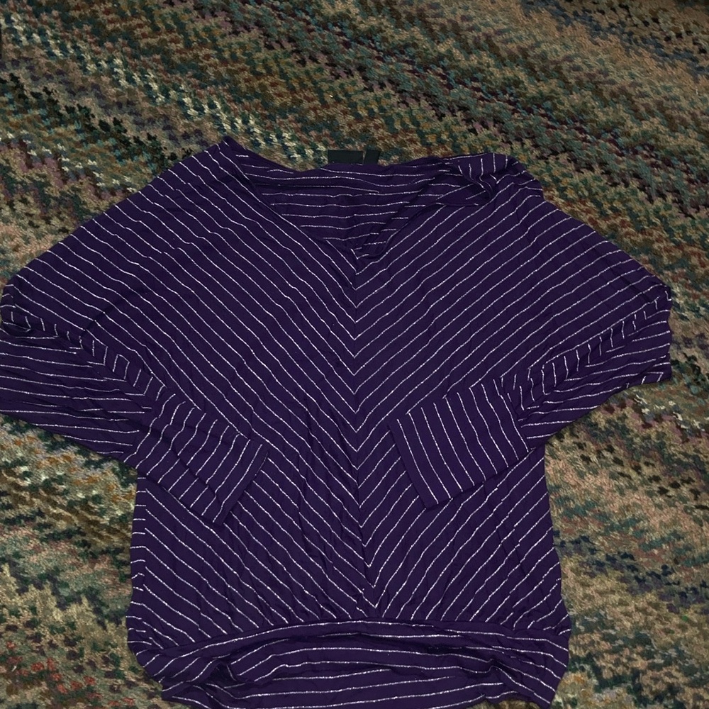 a.n.a Purple and White Striped Top